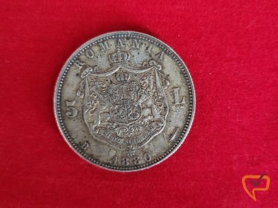 Moneda Argint 5 lei – 1880 Carol I Domnul Romaniei